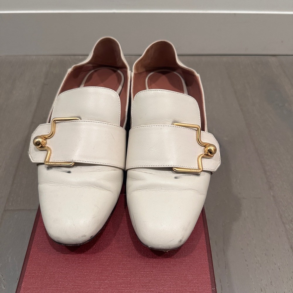 Bally Bone Leather Loafers with Gold Horsebit